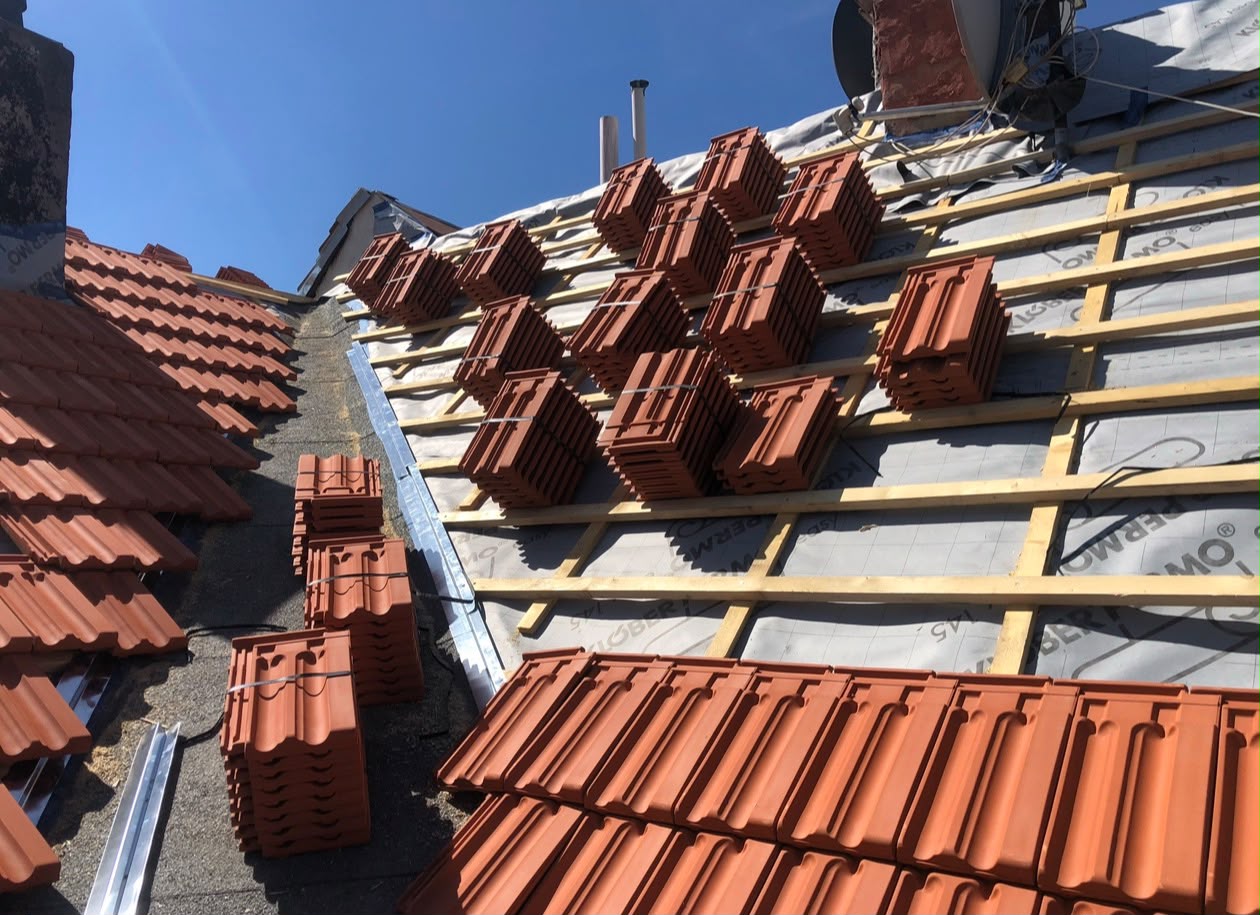 Eindeckung in Arbeit